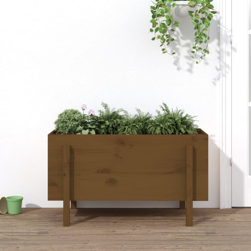 Fioriera Rialzata da Giardino, Flowerpot Miele 101x50x57 cm Massello Pino Vidaxl