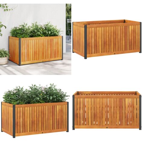 Fioriera da Giardino 85x45x44 cm in Legno Acacia e Acciaio - Fioriera in legno - Fioriera in acciaio