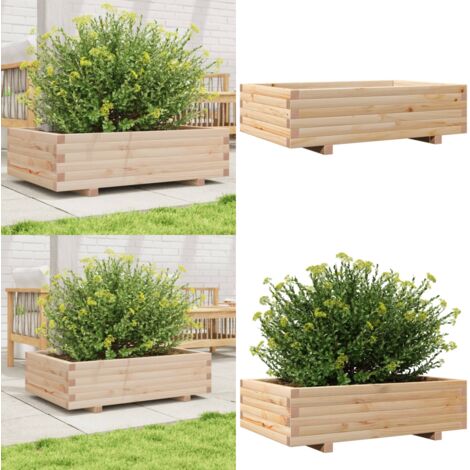 Fioriera da Giardino 90x60x26,5 cm in Legno Massello di Pino - Fioriera in legno - Fioriera in pino