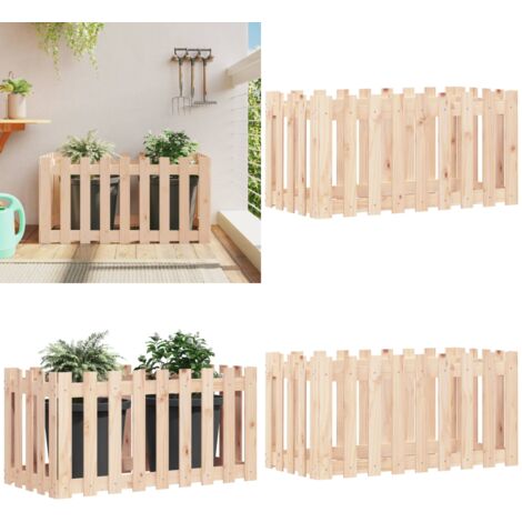 Fioriera da Giardino a Recinzione 100x50x50 cm in Massello Pino - Fioriera in legno - Fioriera rialzata