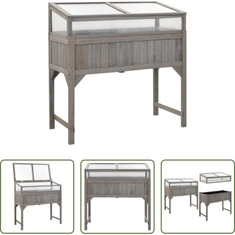 Fioriera da giardino -  Aiuola Rialzata con Copertura Serra 110x54x120cm Abete Massello