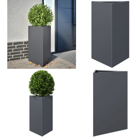 Fioriera da Giardino Antracite Triangolare 50x43x75 cm Acciaio - Fioriera triangolare - Fioriera in acciaio