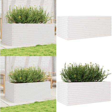 Fioriera da Giardino Bianca 110x60x45,5 cm Legno Massello Pino - Fioriera in legno - Fioriera da giardino in legno