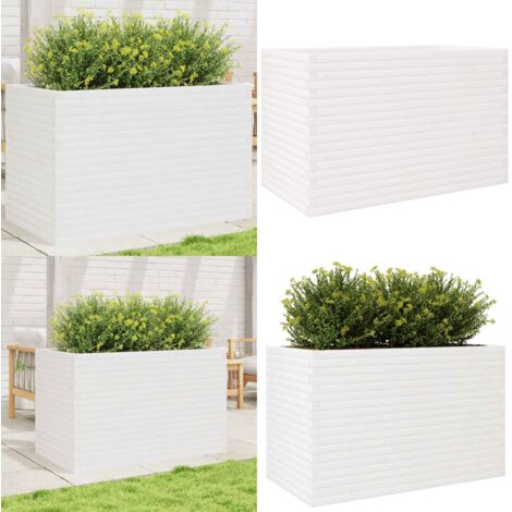 Fioriera da Giardino Bianca 110x60x68,5 cm Legno Massello Pino - Fioriera in legno - Fioriera da balcone