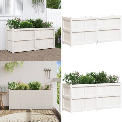 Fioriera da Giardino Bianca 150x50x70 cm Legno Massello di Pino - Fioriera in legno - Fioriera da esterno