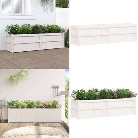 Fioriera da Giardino Bianca 180x50x50 cm Legno Massello di Pino - Fioriera in legno - Fioriera da esterno