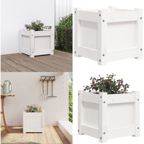 Fioriera da Giardino Bianca 31x31x31 cm Legno Massello di Pino - Fioriera in legno - Fioriera da esterno