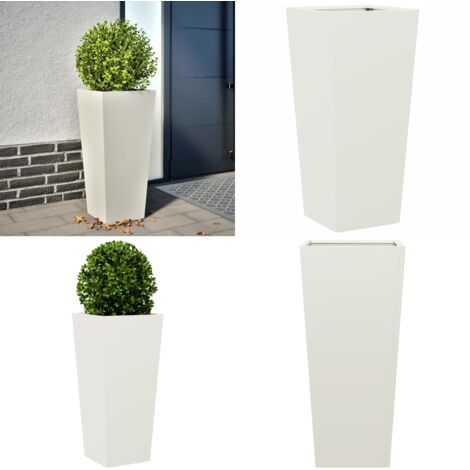 Fioriera da Giardino Bianca 35x35x75 cm in Acciaio - Fioriera in acciaio - Fioriera da balcone