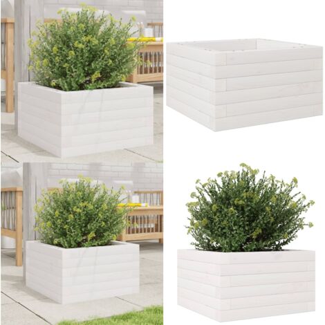 Fioriera da Giardino Bianca 40x40x23 cm Legno Massello di Pino - Fioriera in legno - Fioriera da giardino in legno