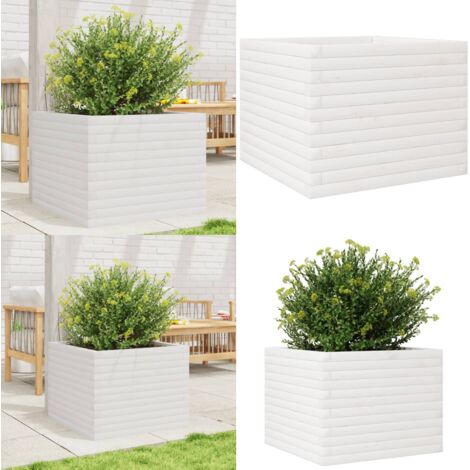 Fioriera da Giardino Bianca 60x60x45,5cm Legno Massello di Pino - Fioriera in legno - Fioriera in pino