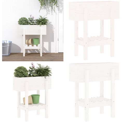 Fioriera da Giardino Bianca 62x30x69 cm Legno Massello di Pino - Fioriera in legno - Fioriera da balcone