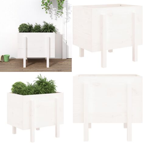 Fioriera da Giardino Bianca 62x50x57 cm Legno Massello di Pino - Fioriera in legno - Fioriera da balcone