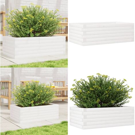 Fioriera da Giardino Bianca 70x40x23 cm Legno Massello di Pino - Fioriera in legno - Fioriera da giardino in legno