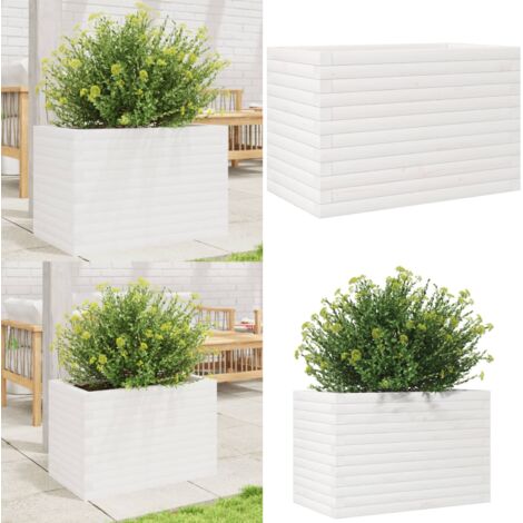 Fioriera da Giardino Bianca 70x40x45,5cm Legno Massello di Pino - Fioriera in legno - Fioriera da giardino in legno
