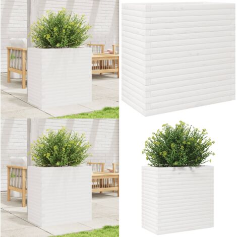 Fioriera da Giardino Bianca 70x40x68,5cm Legno Massello di Pino - Fioriera in legno - Fioriera da balcone