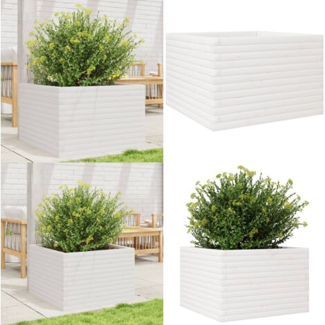 Fioriera da Giardino Bianca 70x70x45,5cm Legno Massello di Pino - Fioriera in legno - Fioriera in pino