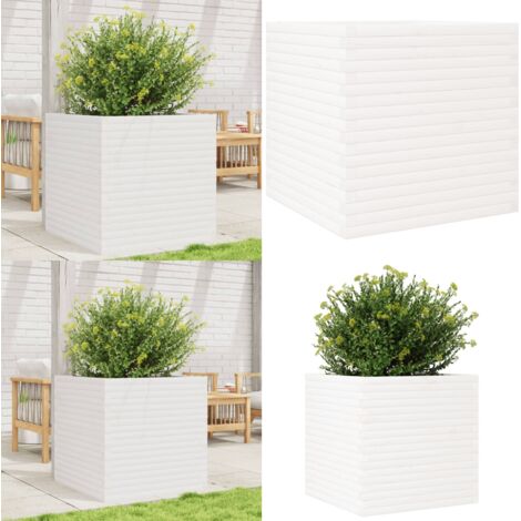 Fioriera da Giardino Bianca 70x70x68,5cm Legno Massello di Pino - Fioriera in legno - Fioriera da patio