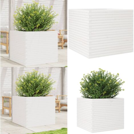Fioriera da Giardino Bianca 80x80x68,5cm Legno Massello di Pino - Fioriera in legno - Fioriera da patio