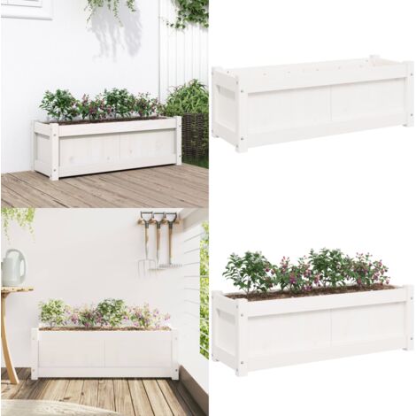 Fioriera da Giardino Bianca 90x31x31 cm Legno Massello di Pino - Fioriera in legno - Fioriera da esterno