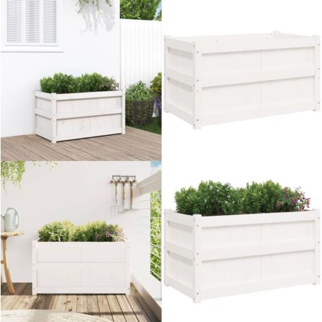 Fioriera da Giardino Bianca 90x50x50 cm Legno Massello di Pino - Fioriera in legno - Fioriera da esterno