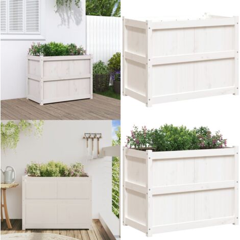 Fioriera da Giardino Bianca 90x50x70 cm Legno Massello di Pino - Fioriera in legno - Fioriera da esterno