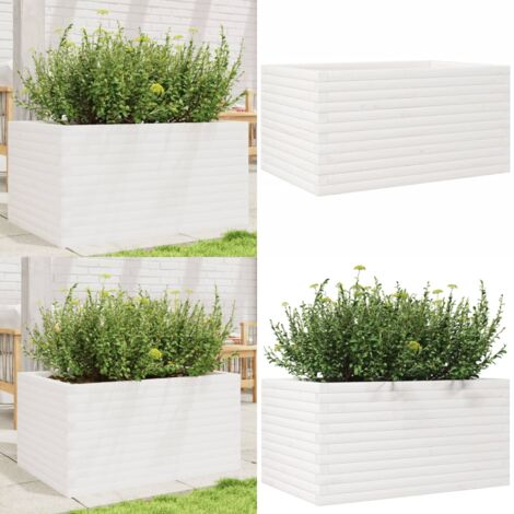 Fioriera da Giardino Bianca 90x60x45,5cm Legno Massello di Pino - Fioriera in legno - Fioriera da giardino in legno