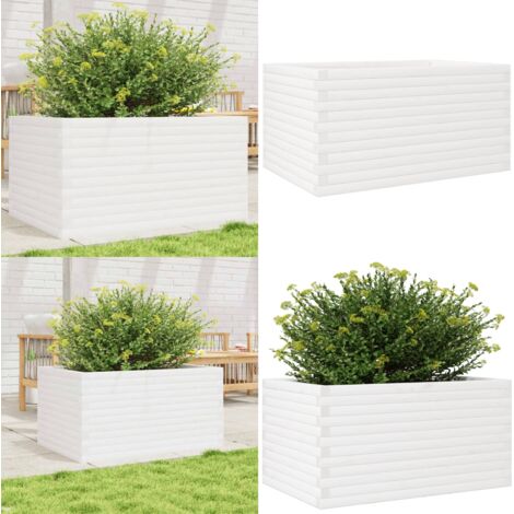 Fioriera da Giardino Bianca 90x60x46 cm Legno Massello di Pino - Fioriera in legno - Fioriera per piante
