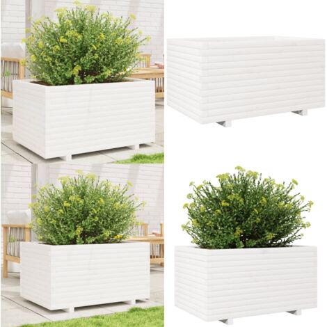 Fioriera da Giardino Bianca 90x60x49,5cm Legno Massello di Pino - Fioriera in legno - Fioriera da balcone