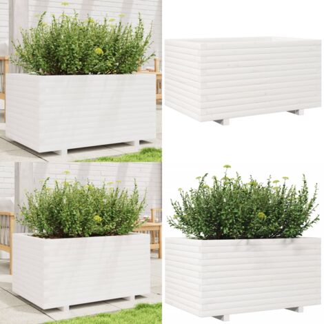 Fioriera da Giardino Bianca 90x60x49,5cm Legno Massello di Pino - Fioriera in legno - Fioriera in pino