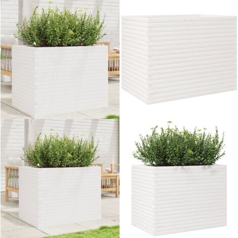 Fioriera da Giardino Bianca 90x60x68,5cm Legno Massello di Pino - Fioriera in legno - Fioriera da esterno