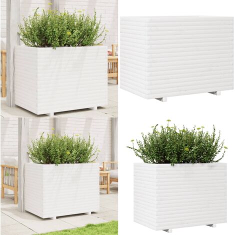 Fioriera da Giardino Bianca 90x60x72 cm Legno Massello di Pino - Fioriera da balcone - Fioriera in legno