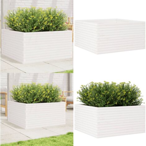 Fioriera da Giardino Bianca 90x90x46 cm Legno Massello di Pino - Fioriera in legno - Fioriera da giardino in legno