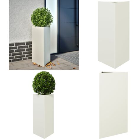 Fioriera da Giardino Bianca Triangolare 40x34,5x70cm in Acciaio - Fioriera triangolare - Fioriera in acciaio