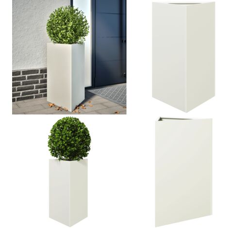 Fioriera da Giardino Bianca Triangolare 50x43x75 cm in Acciaio - Fioriera triangolare - Fioriera in acciaio
