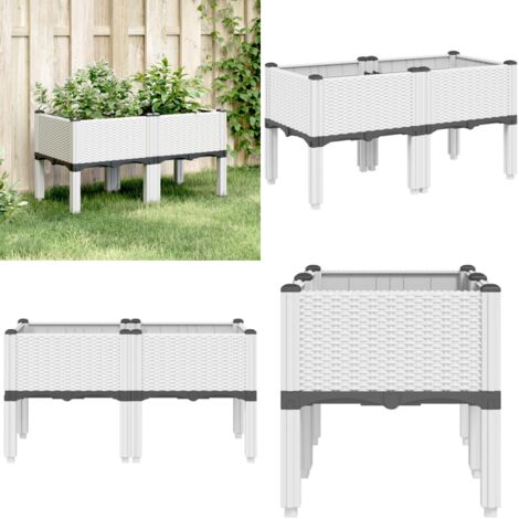 Fioriera da Giardino con Gambe Bianco 80x40x42 cm in PP - Fioriera da patio - Fioriera in PP