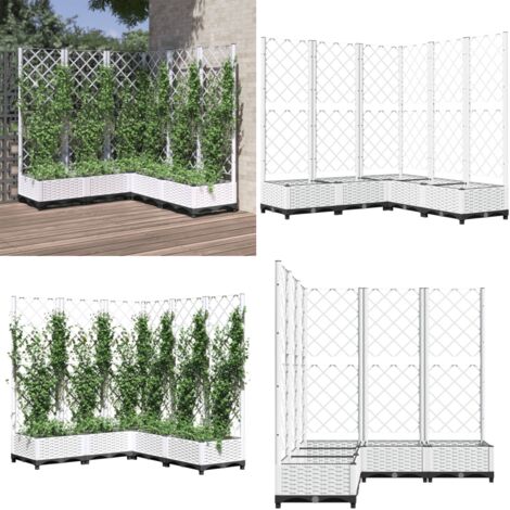 Fioriera da Giardino con Graticcio Bianco 120x120x121,5 cm PP - Graticcio - Piante rampicanti