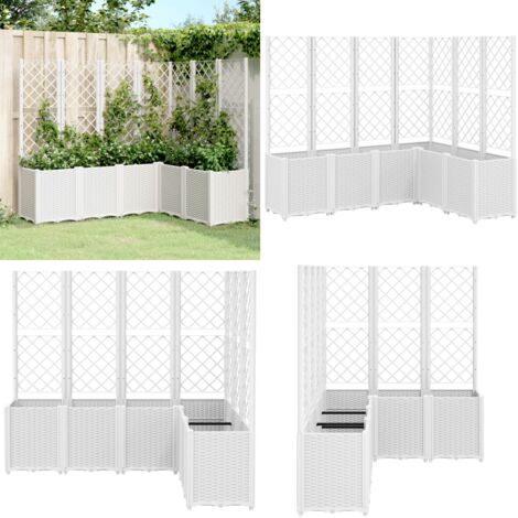 Fioriera da Giardino con Graticcio Bianco 160x120x140 cm in PP - Fioriera con graticcio - Piante rampicanti