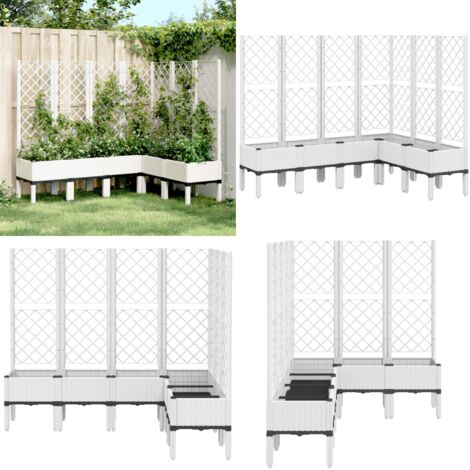 Fioriera da Giardino con Graticcio Bianco 160x120x142 cm in PP - Fioriera con graticcio - Piante rampicanti