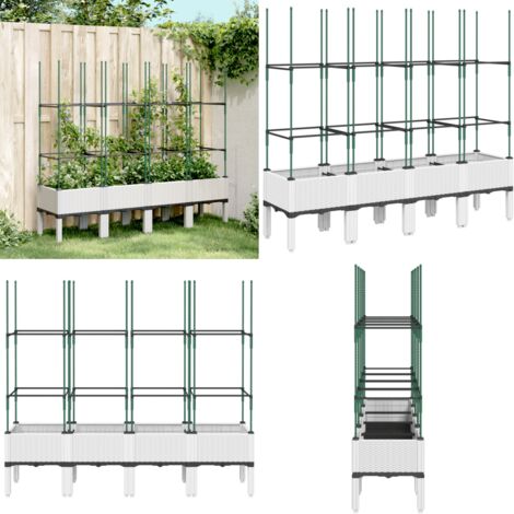 Fioriera da Giardino con Graticcio Bianco 160x40x142,5 cm PP - Fioriera con graticcio - Fioriera per piante rampicanti