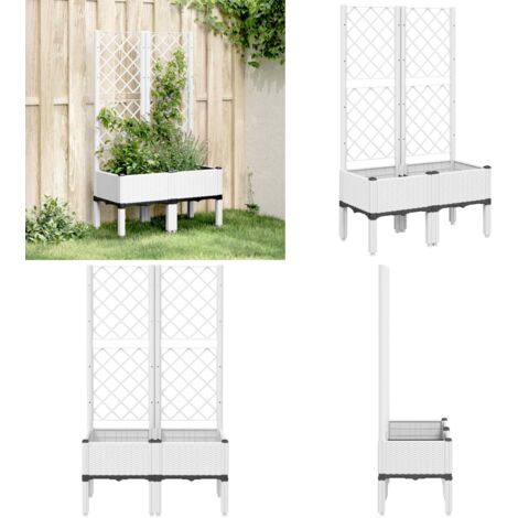 Fioriera da Giardino con Graticcio Bianco 80x40x142 cm PP - Fioriera con graticcio - Fioriera per piante rampicanti