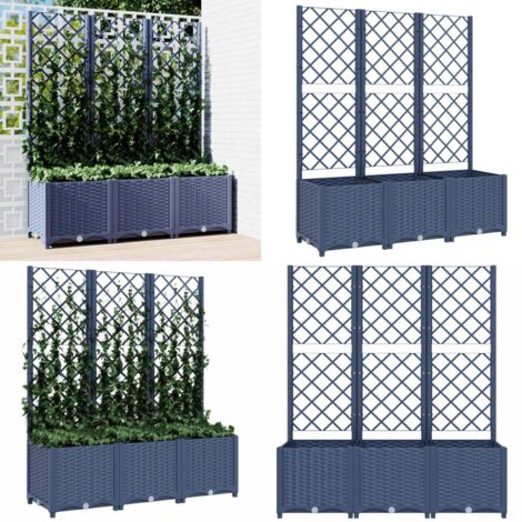 Fioriera da Giardino con Graticcio Grigio Blu 120x40x136 cm PP - Fioriera con graticcio - Vaso da giardino