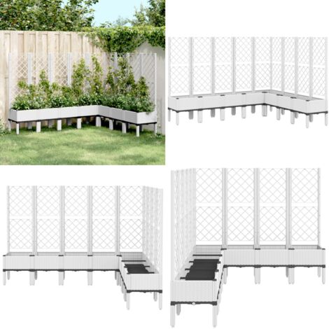Fioriera da Giardino con Traliccio Bianco 200x160x142 cm in PP - Fioriera con traliccio - Fioriera da patio