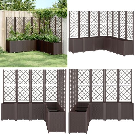 Fioriera da Giardino con Traliccio Marrone 160x160x140 cm in PP - Fioriera con traliccio - Fioriera per piante rampicanti