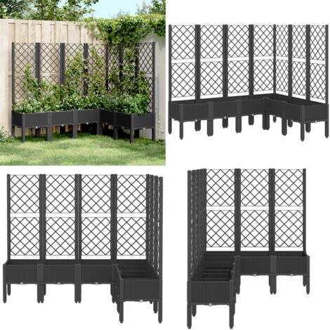 Fioriera da Giardino con Traliccio Nera 160x120x142 cm in PP - Fioriera con traliccio - Fioriera da patio