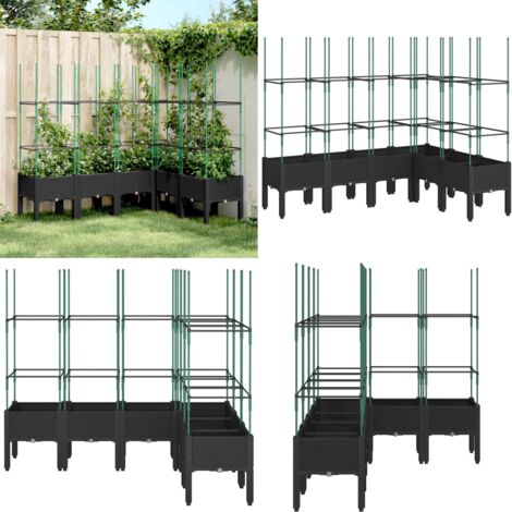 Fioriera da Giardino con Traliccio Nera 160x120x142,5 cm in PP - Fioriera con traliccio - Fioriera da patio