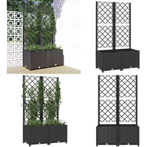 Fioriera da giardino con traliccio nera 80x40x136 cm PP - Fioriera con traliccio - Fioriera in PP