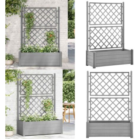 Fioriera da Giardino e Graticcio 100x43x142 cm PP Grigio Pietra - Graticcio - Fioriera con traliccio