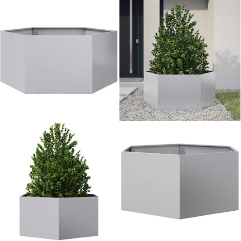 Fioriera da Giardino Esagono 104x90x45 cm in Acciaio Zincato - Fioriera esagonale - Fioriera in acciaio zincato