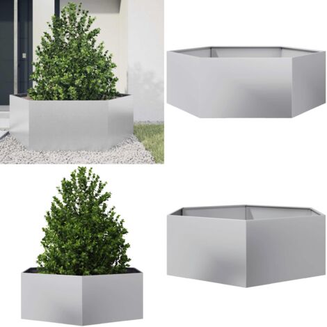 Fioriera da Giardino Esagono 138x120x45 cm in Acciaio Zincato - Fioriera esagonale - Fioriera in acciaio zincato