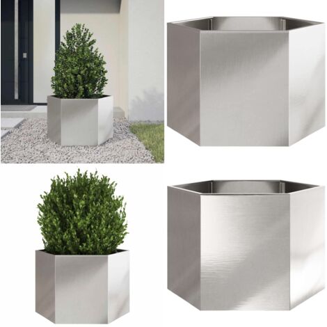 Fioriera da Giardino Esagono 69x60x45 cm in Acciaio Inox - Fioriera esagonale - Acciaio inox